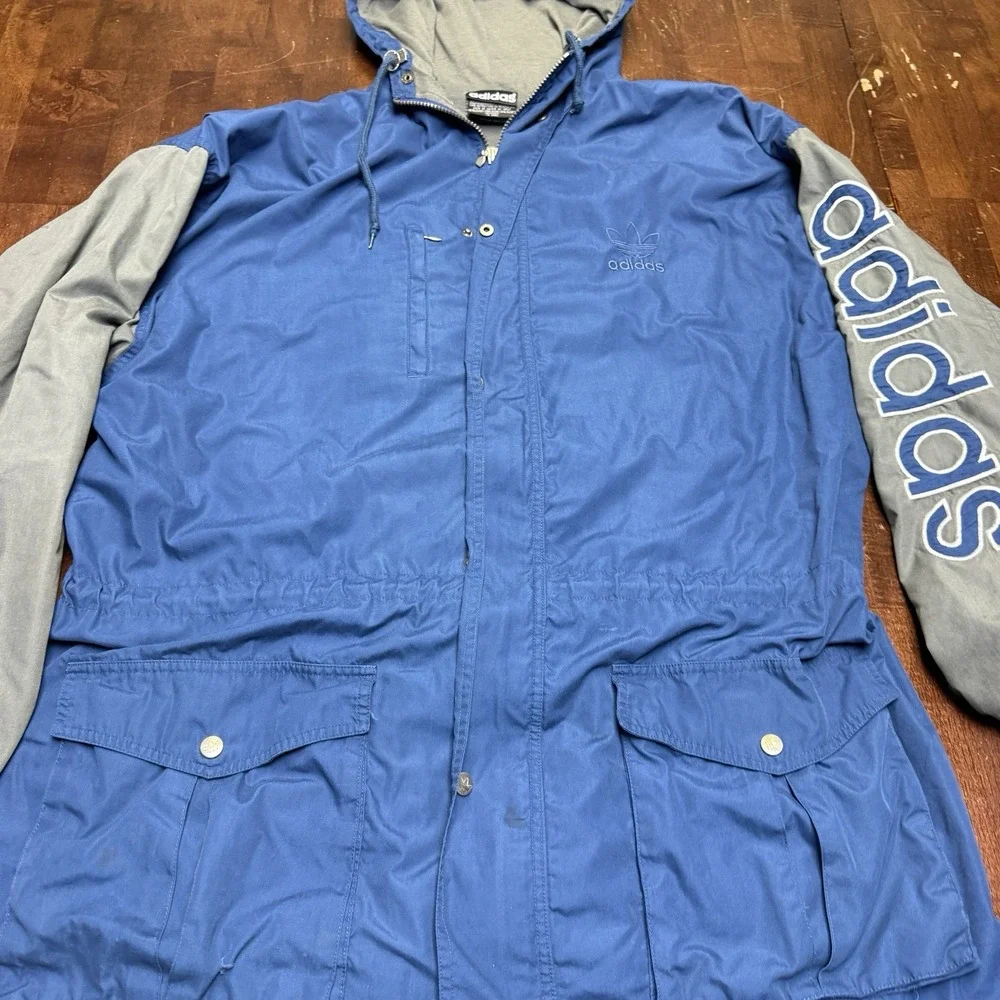 Vintage Adidas‎ Jacket XL 90s Spell Out Sleeve Parka Coat Color Block Trefoil